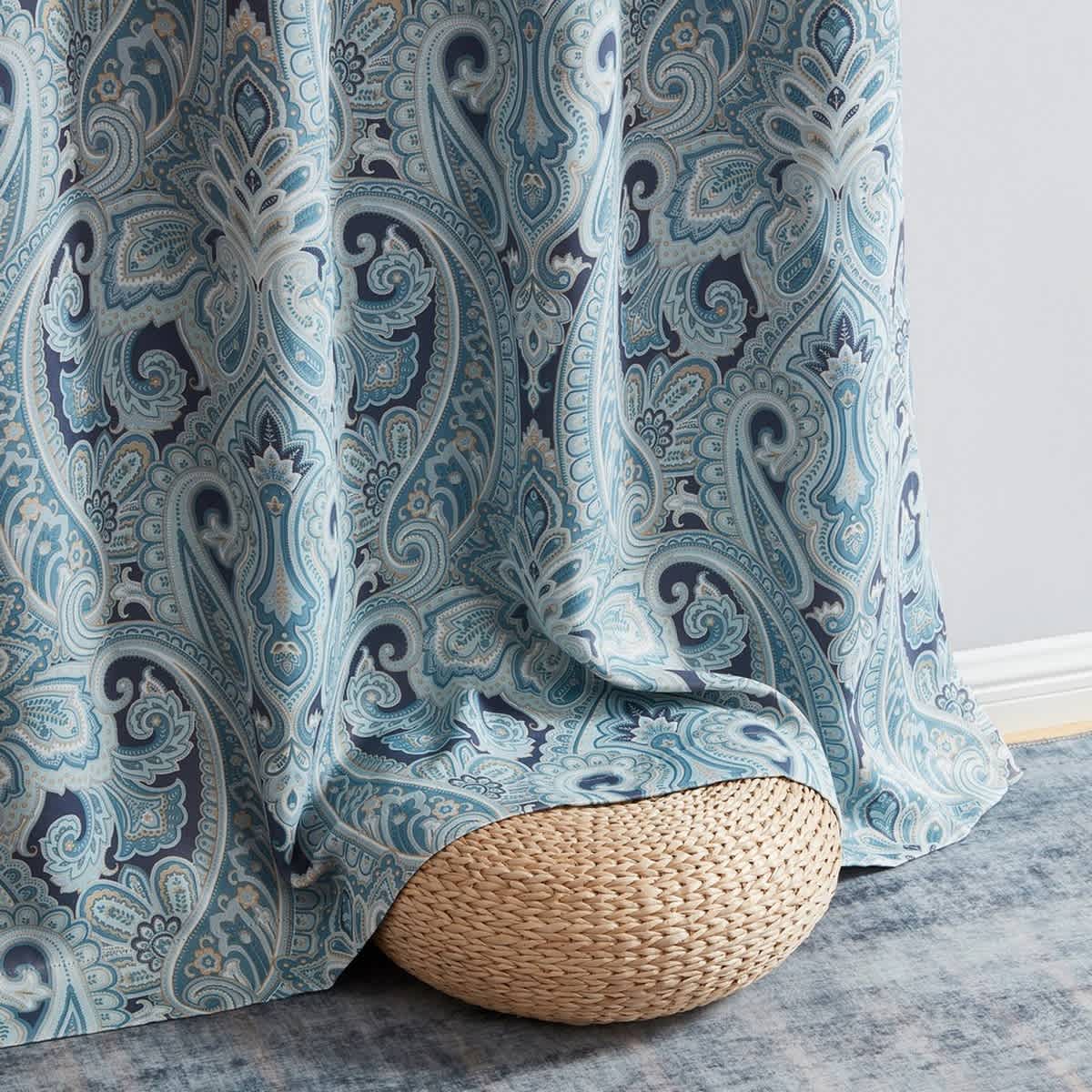 Thd France Paisley Print Damask Energy Efficient Room Darkening Grommet Window Curtain Panels - Pair - Image 10