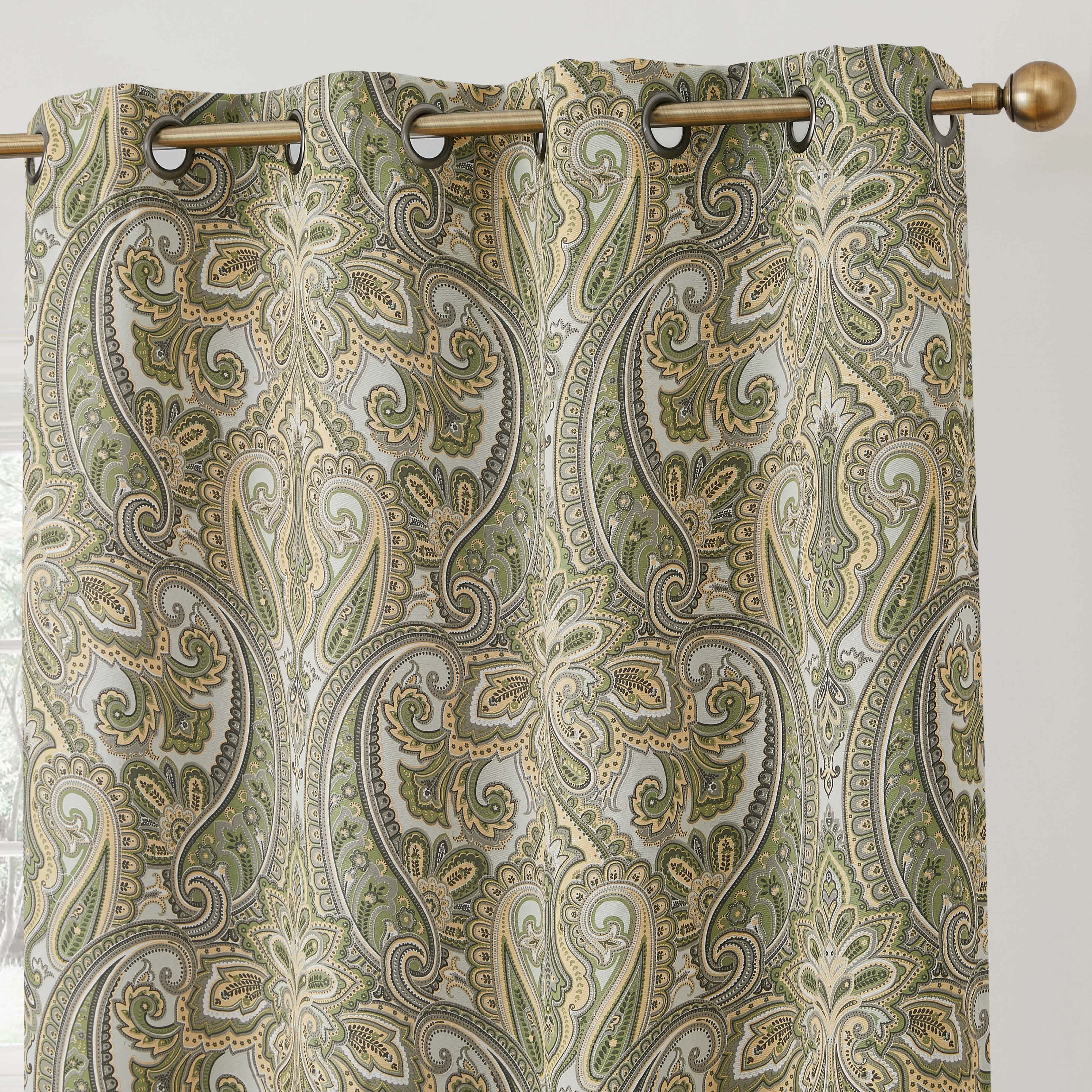 Thd France Paisley Print Damask Energy Efficient Room Darkening Grommet Window Curtain Panels - Pair - Image 11