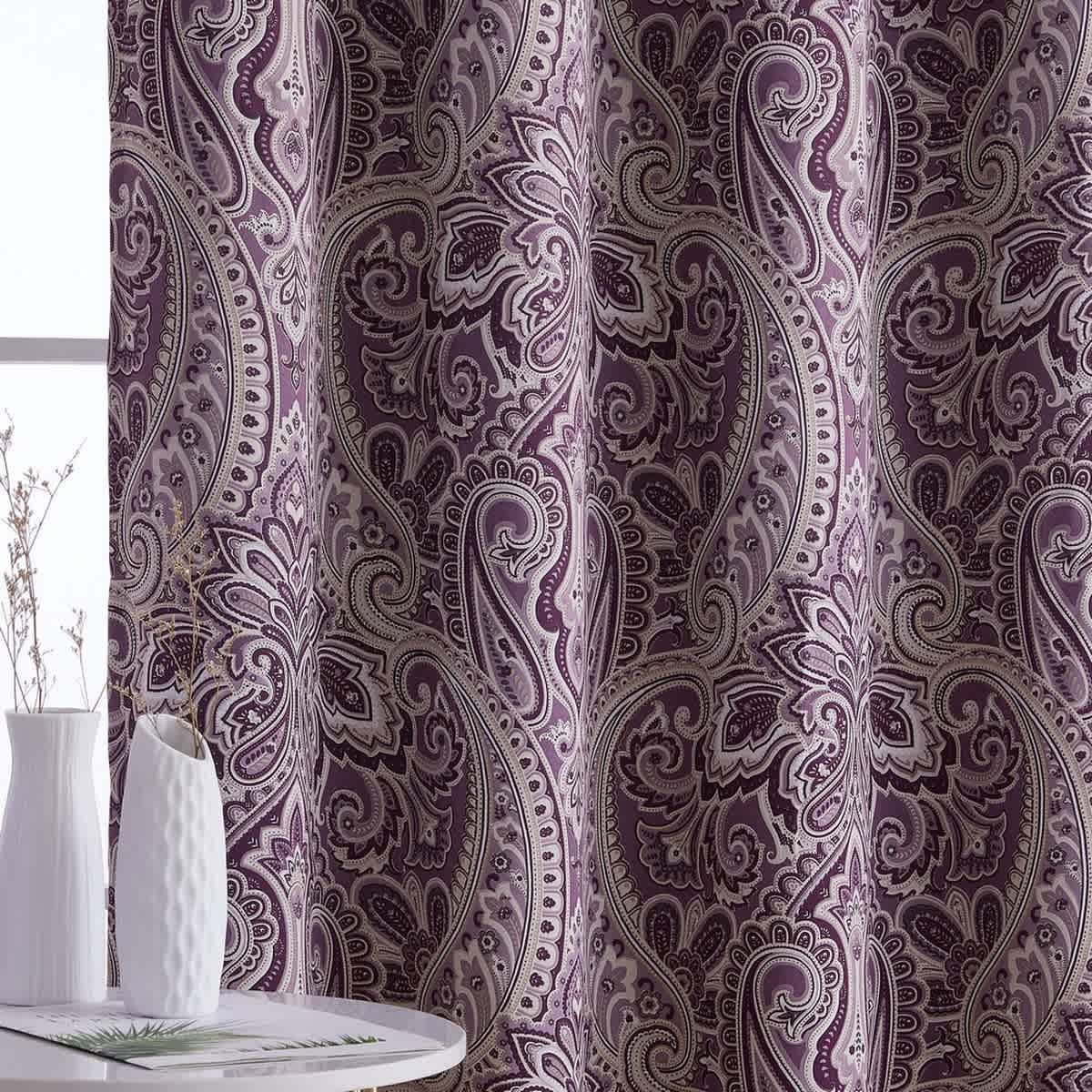 Thd France Paisley Print Damask Energy Efficient Room Darkening Grommet Window Curtain Panels - Pair - Image 19