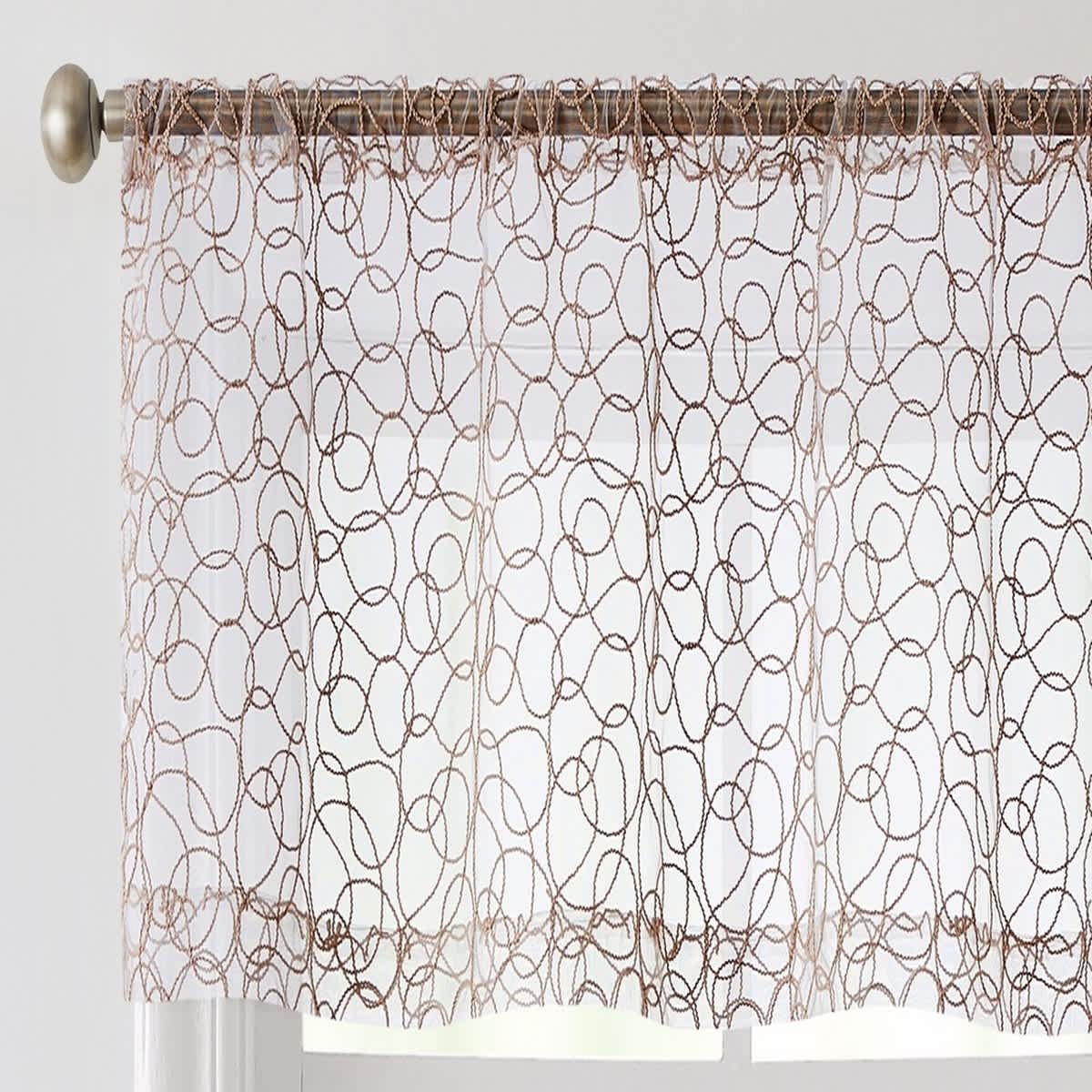 Thd Francine Embroidered Sheer Voile Window Curtain Short Rod Pocket Tiers or Valance - Image 5