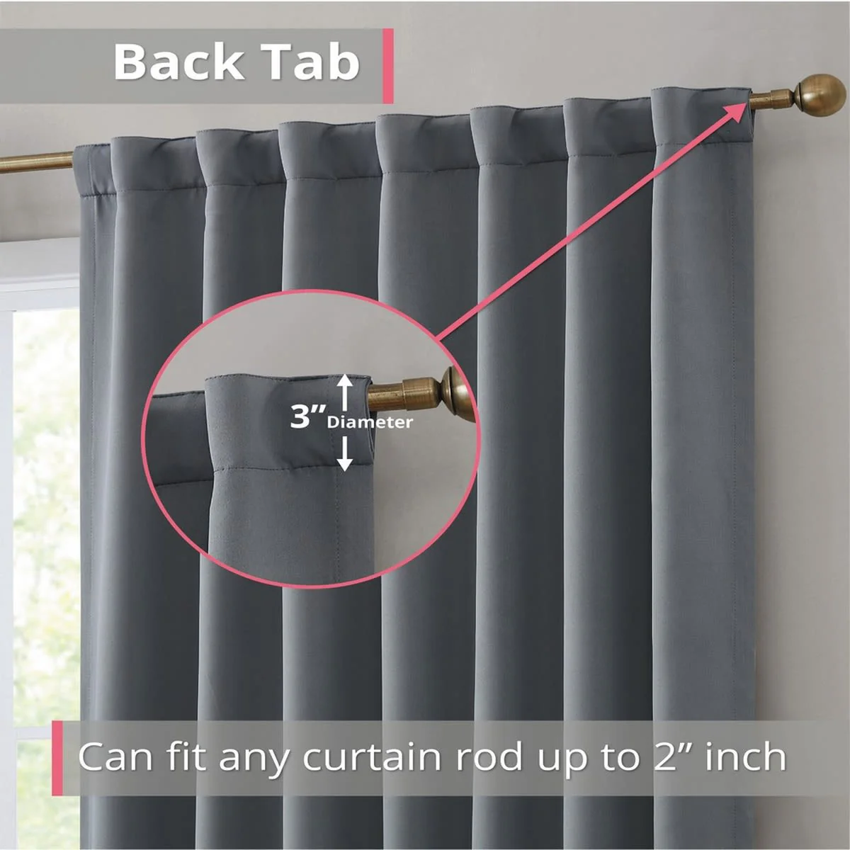 Thd Grant 100% Blackout Rod Pocket Window Curtain Panels Energy Efficient Total Privacy - Pair - Image 19
