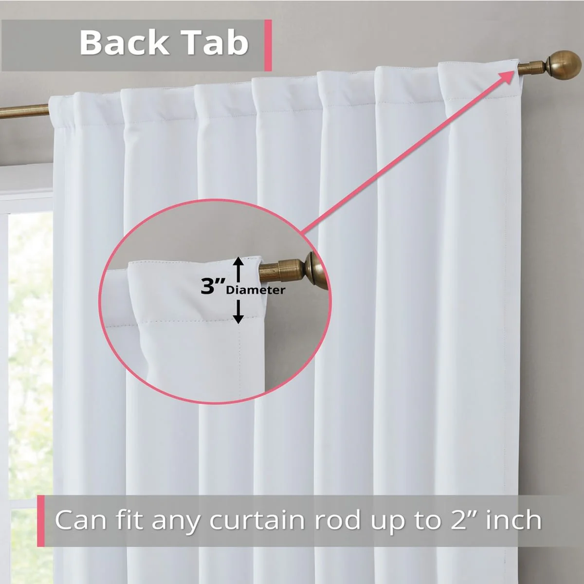 Thd Grant 100% Blackout Rod Pocket Window Curtain Panels Energy Efficient Total Privacy - Pair - Image 2