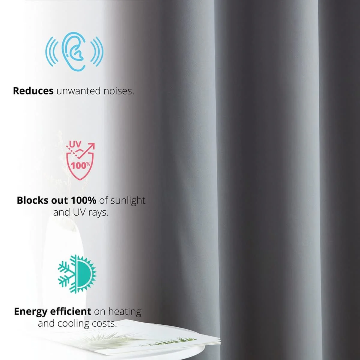 Thd Grant 100% Blackout Rod Pocket Window Curtain Panels Energy Efficient Total Privacy - Pair - Image 23