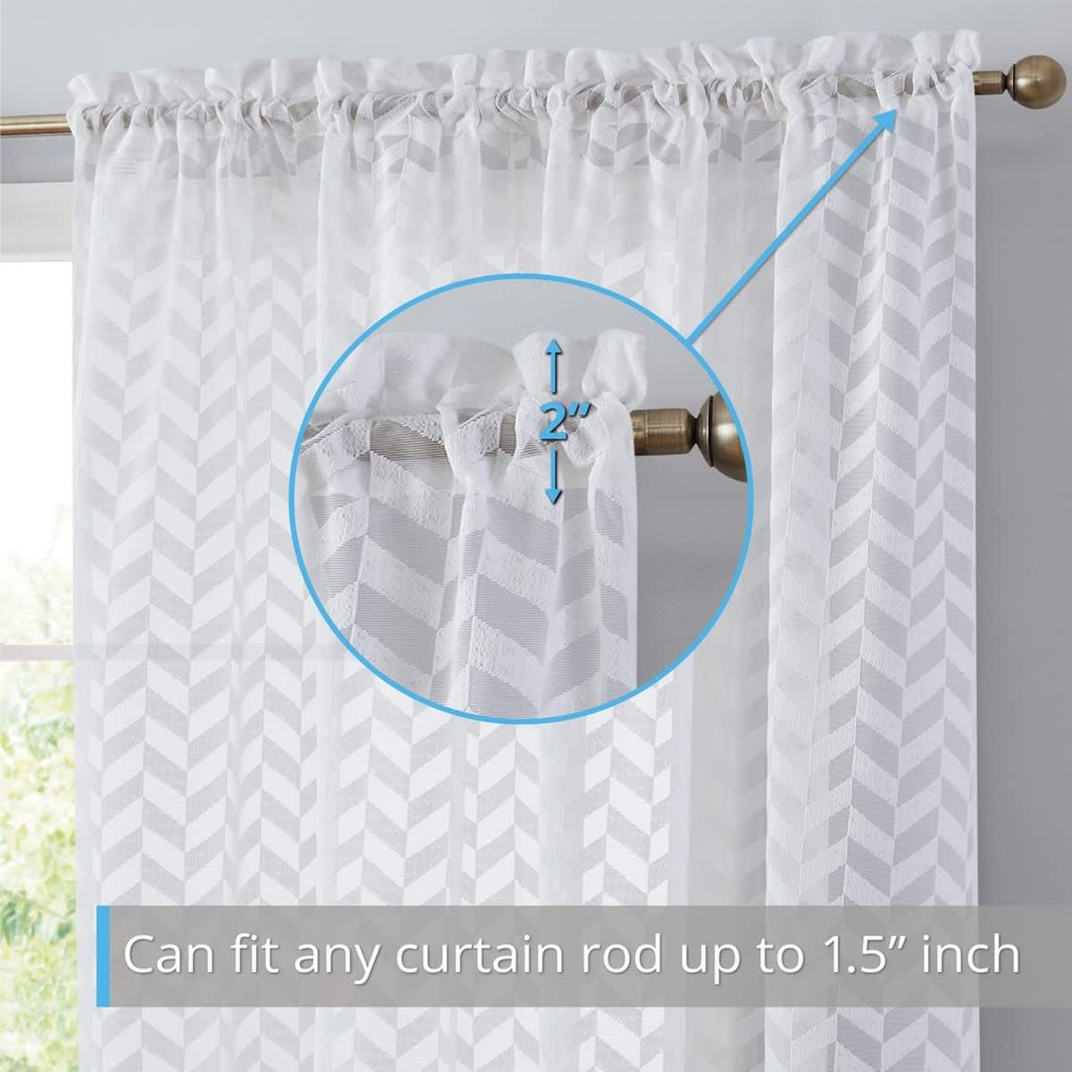 Thd Herringbone Lace Thick Semi Sheer Premium Grommet Top Window Curtain Panels - Pair - Image 10
