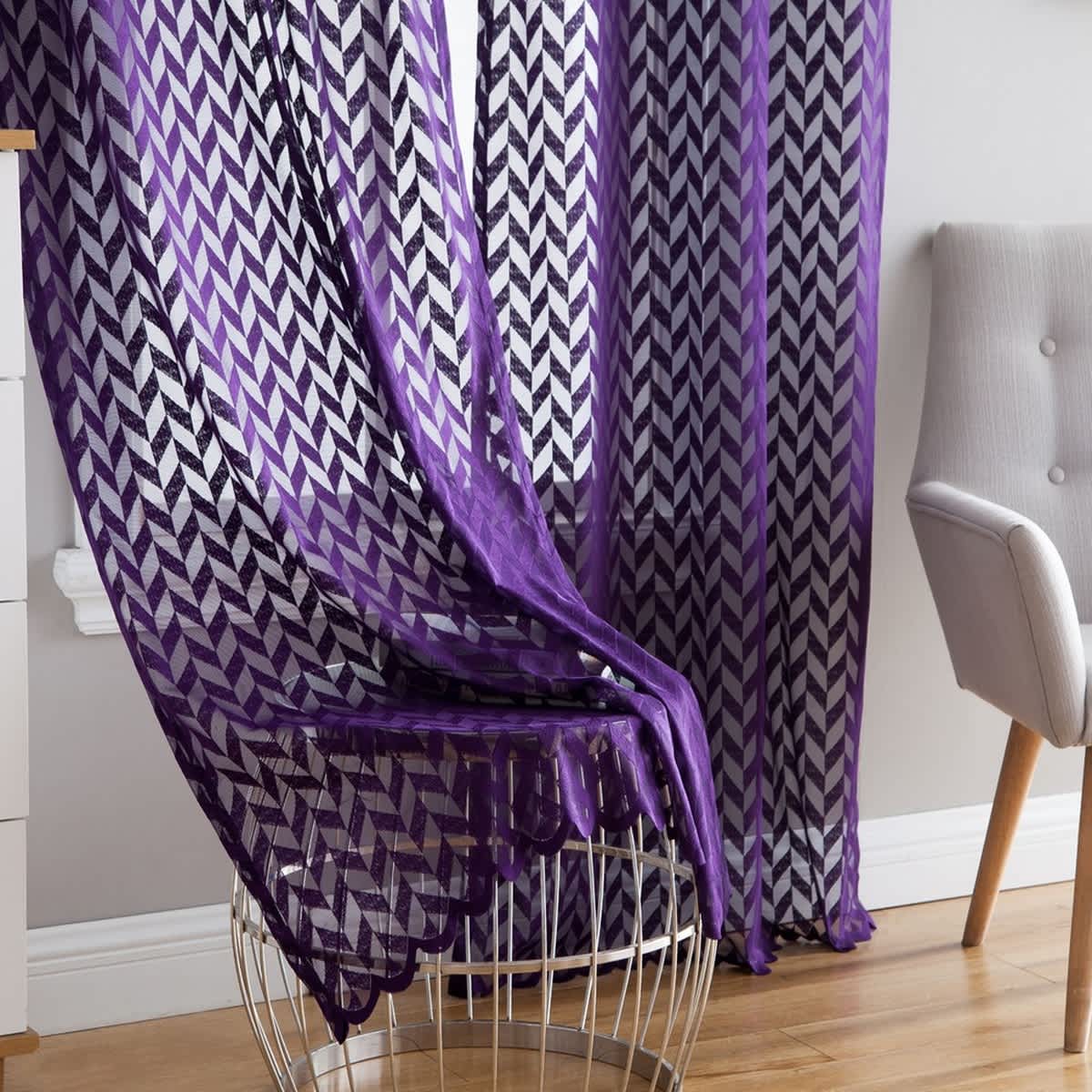 Thd Herringbone Lace Thick Semi Sheer Premium Grommet Top Window Curtain Panels - Pair - Image 15