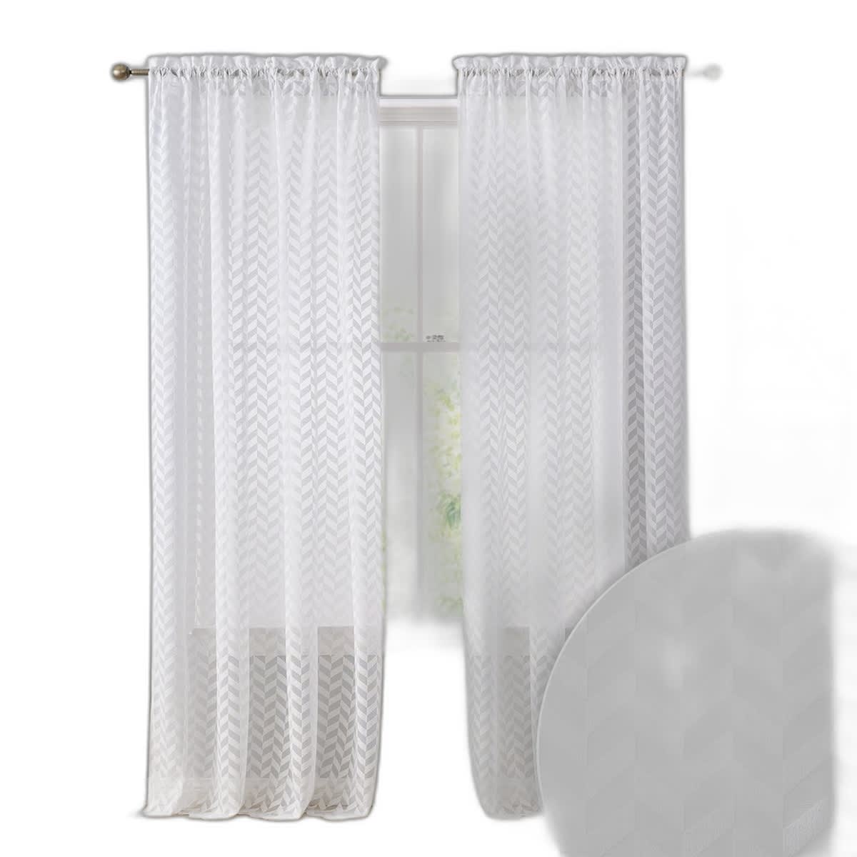 Thd Herringbone Lace Thick Semi Sheer Premium Grommet Top Window Curtain Panels - Pair - Image 16