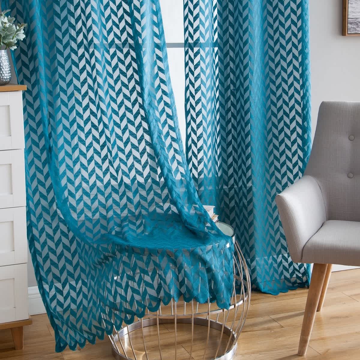 Thd Herringbone Lace Thick Semi Sheer Premium Grommet Top Window Curtain Panels - Pair - Image 23