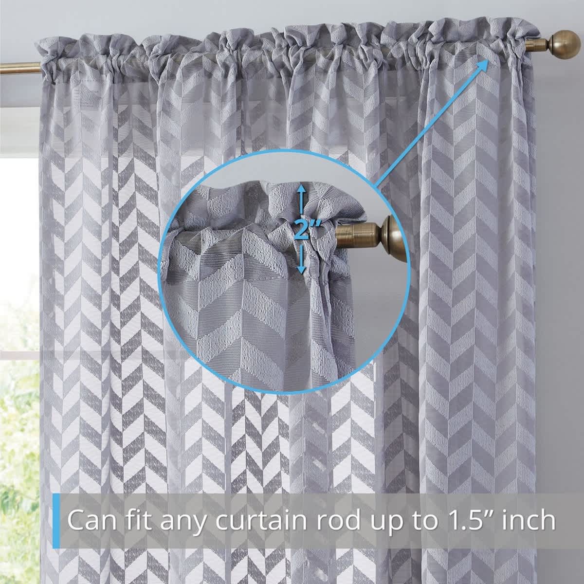 Thd Herringbone Lace Thick Semi Sheer Premium Grommet Top Window Curtain Panels - Pair - Image 26