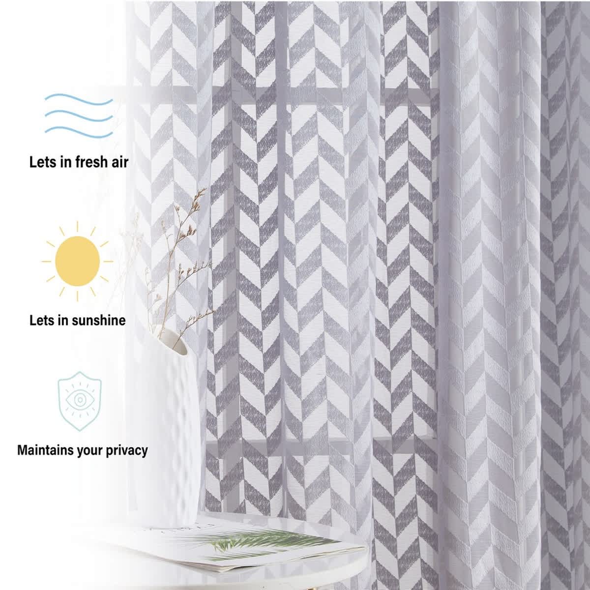 Thd Herringbone Lace Thick Semi Sheer Premium Grommet Top Window Curtain Panels - Pair - Image 27