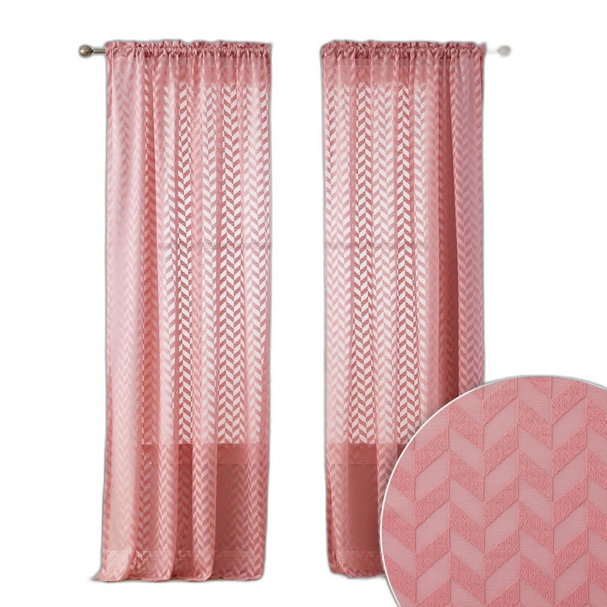 Thd Herringbone Lace Thick Semi Sheer Premium Grommet Top Window Curtain Panels - Pair - Image 29