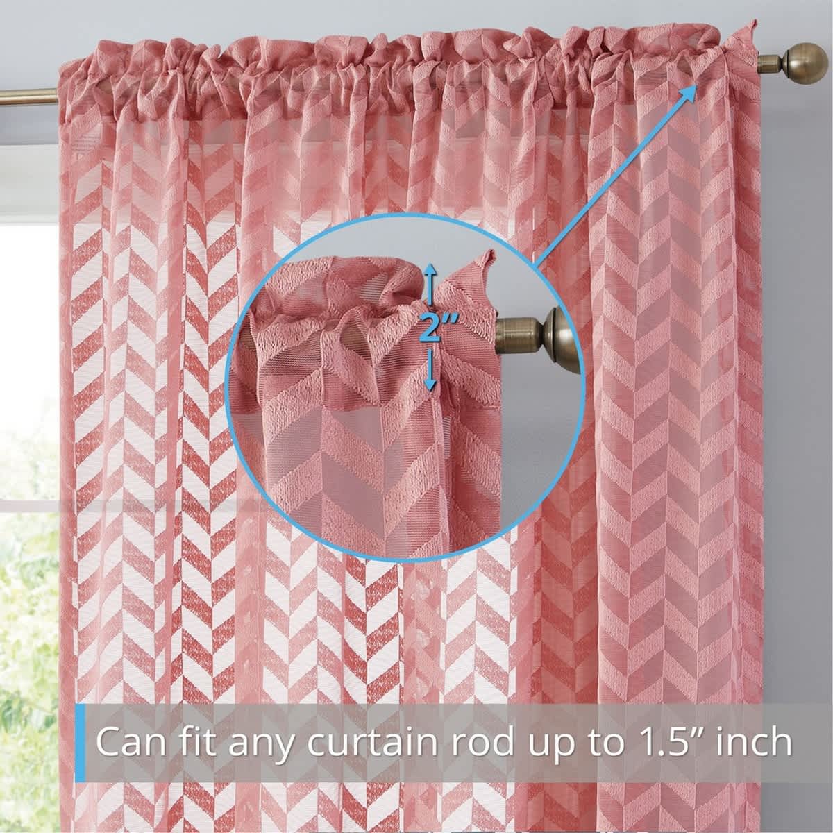 Thd Herringbone Lace Thick Semi Sheer Premium Grommet Top Window Curtain Panels - Pair - Image 30