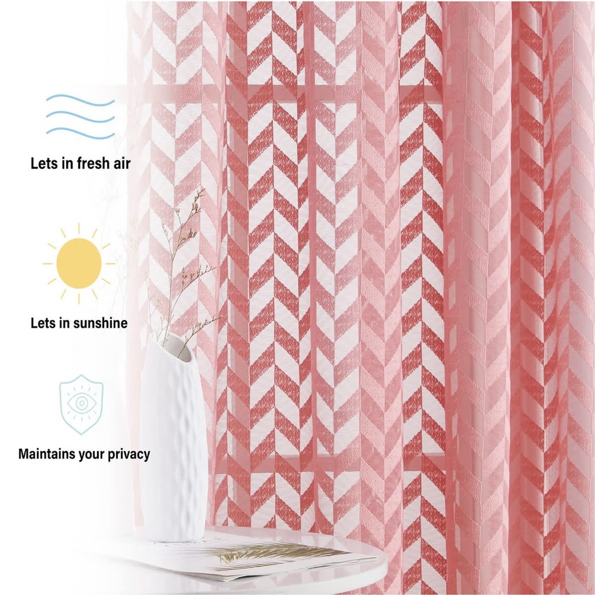 Thd Herringbone Lace Thick Semi Sheer Premium Grommet Top Window Curtain Panels - Pair - Image 31