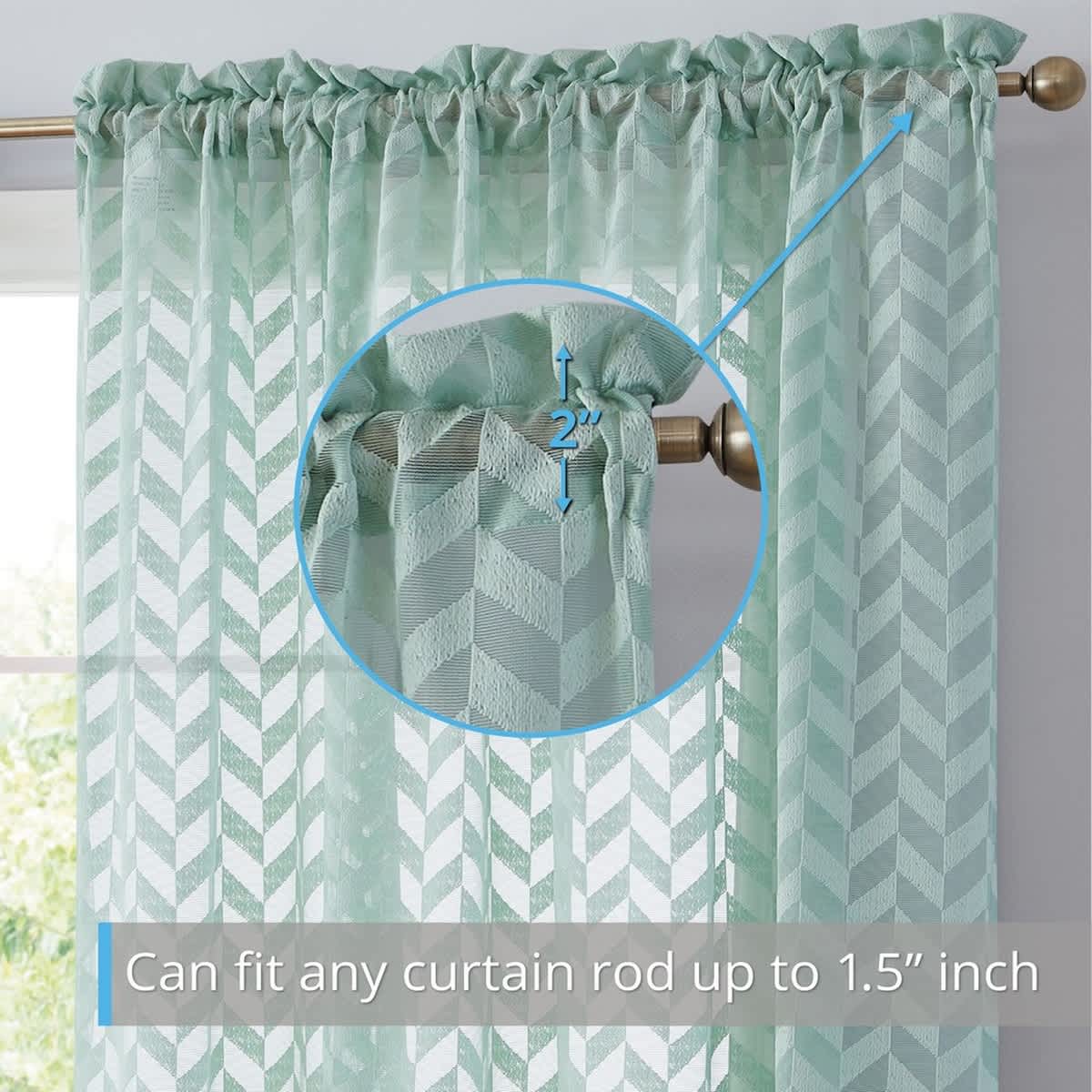 Thd Herringbone Lace Thick Semi Sheer Premium Grommet Top Window Curtain Panels - Pair - Image 6