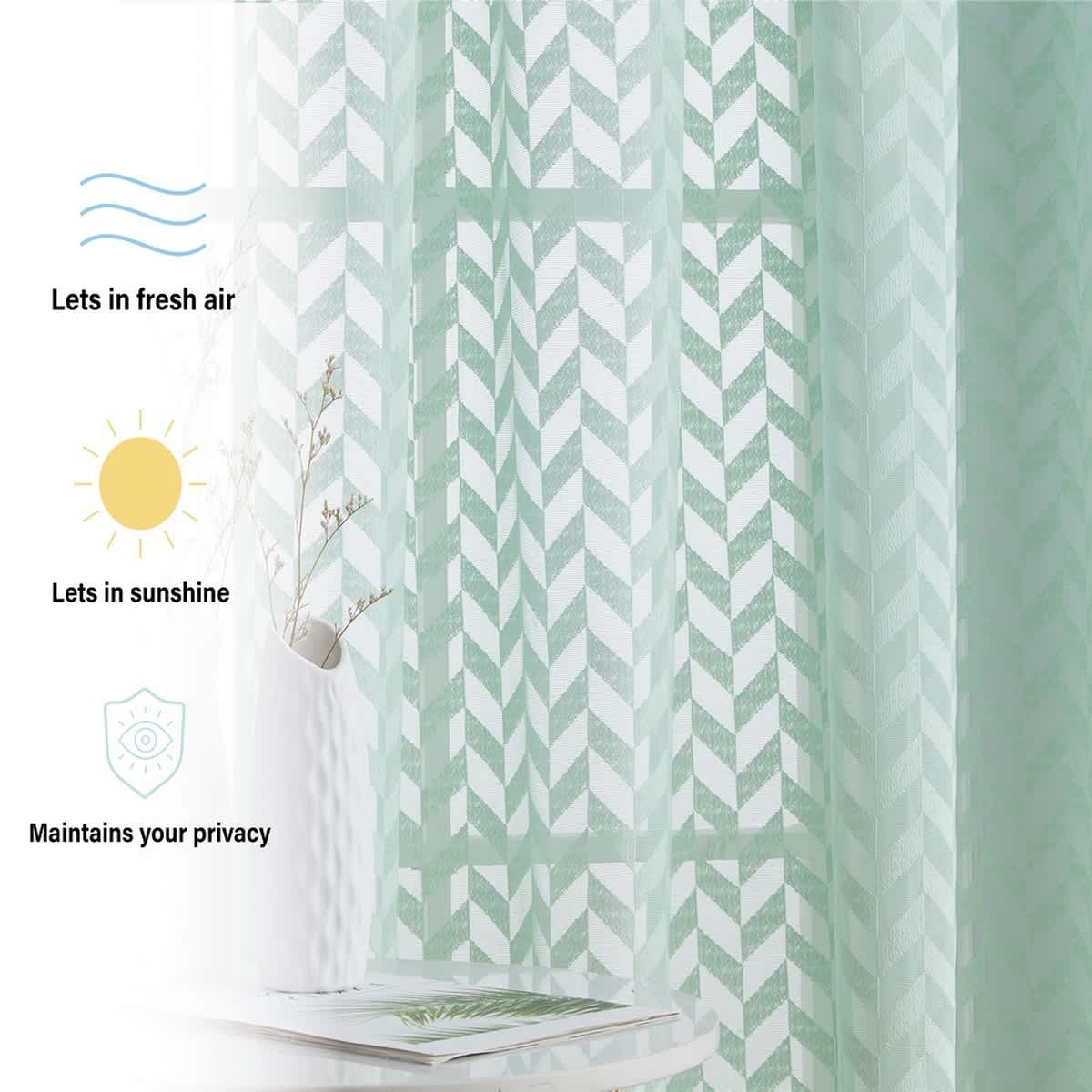 Thd Herringbone Lace Thick Semi Sheer Premium Grommet Top Window Curtain Panels - Pair - Image 7