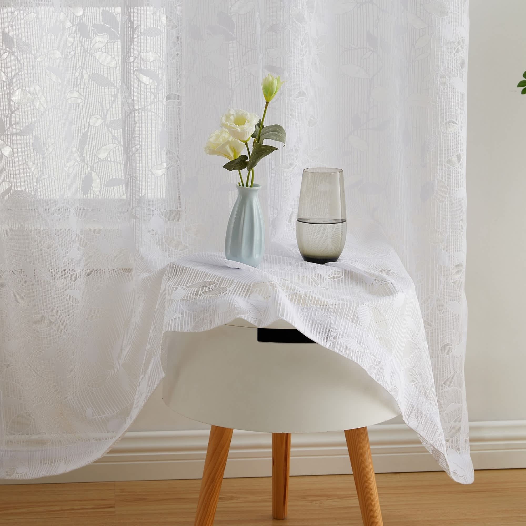 Thd Jayce Floral Decorative Semi Sheer Grommet Window Treatment Curtain Drapery Panels - Pair - Image 18