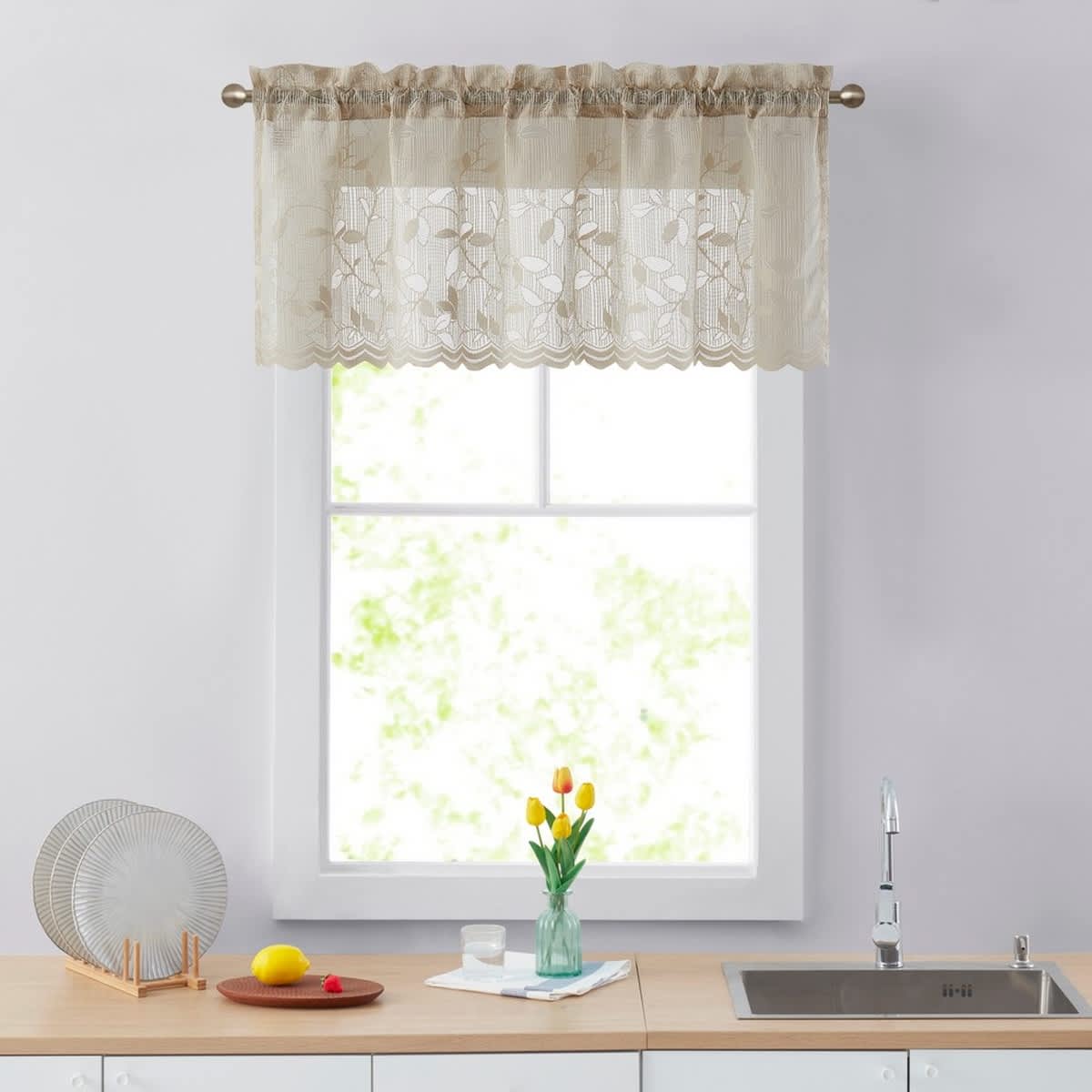 Thd Jayce Semi Sheer Kitchen Swag, Tiers, or Valance - Café Curtains - Rod Pocket for Small Windows - Image 12