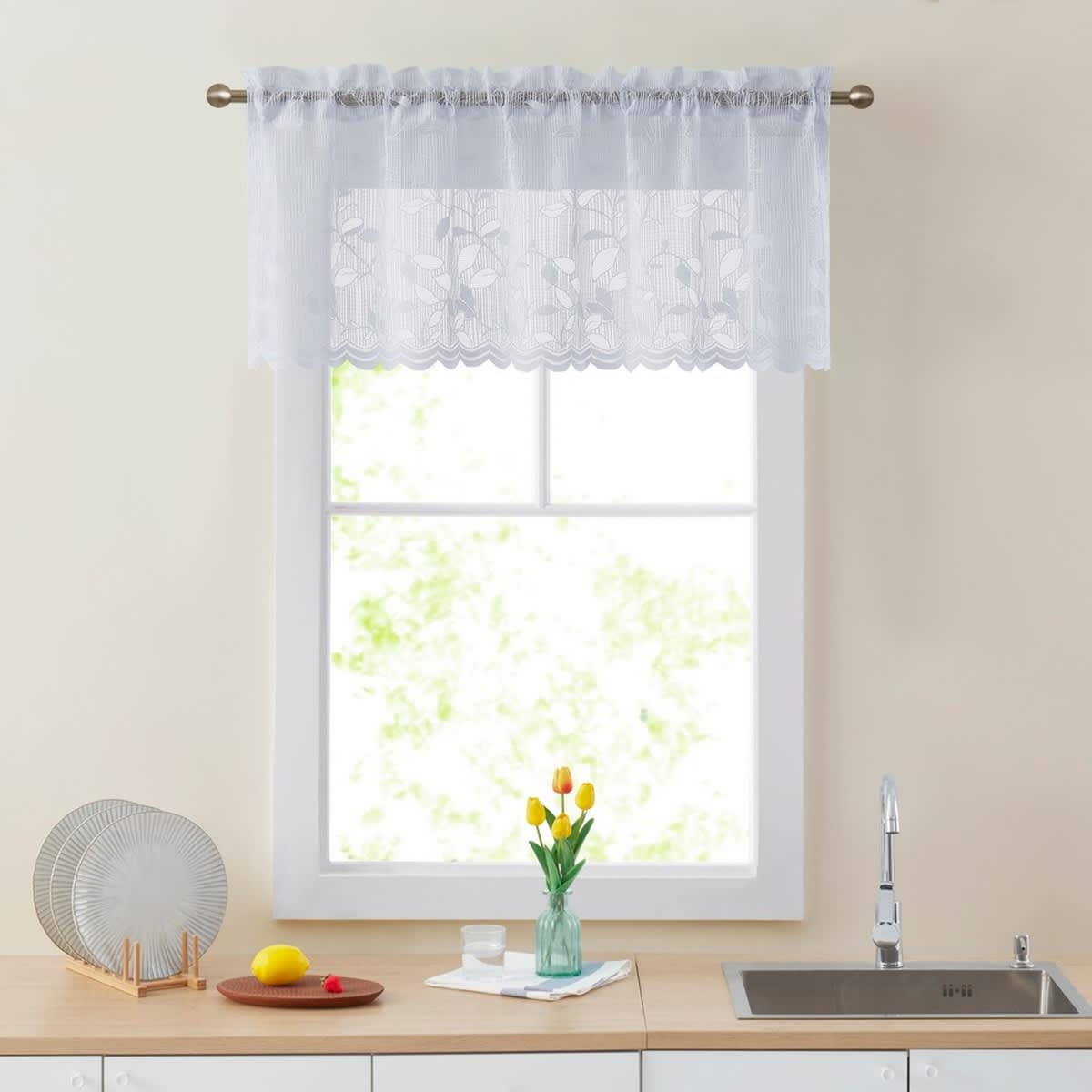 Thd Jayce Semi Sheer Kitchen Swag, Tiers, or Valance - Café Curtains - Rod Pocket for Small Windows - Image 19