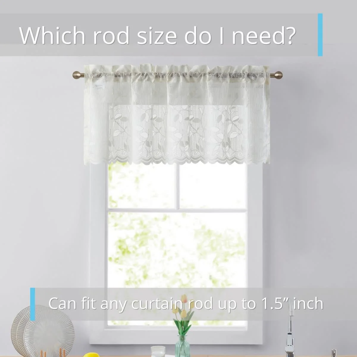 Thd Jayce Semi Sheer Kitchen Swag, Tiers, or Valance - Café Curtains - Rod Pocket for Small Windows - Image 3