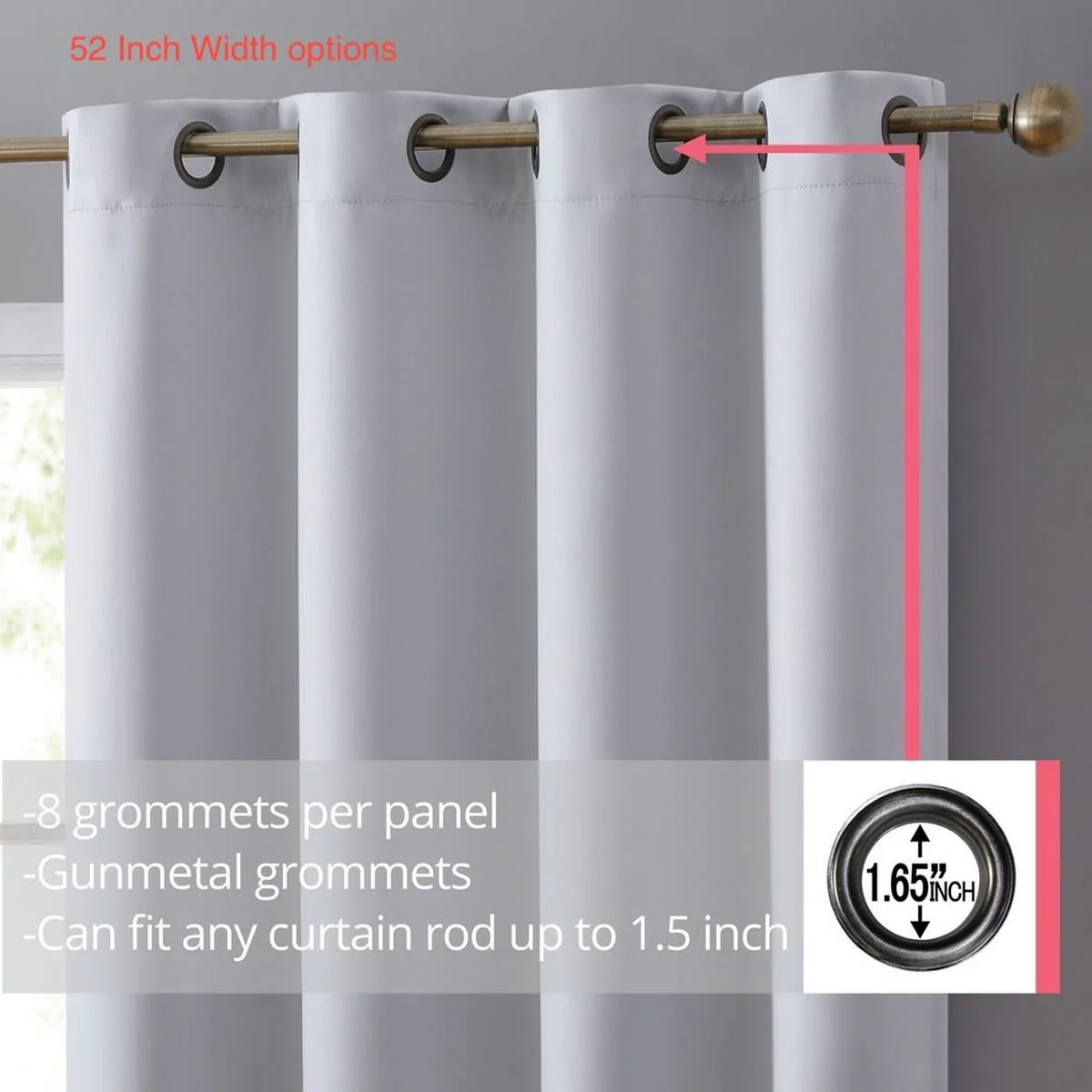 Thd Lawrence 100% Full Complete Blackout Heavy Thermal Insulated Energy Saving Heat/Cold Blocking Grommet Curtain Drapery Panels for Bedroom & Living Room - Set of 2 - Image 44