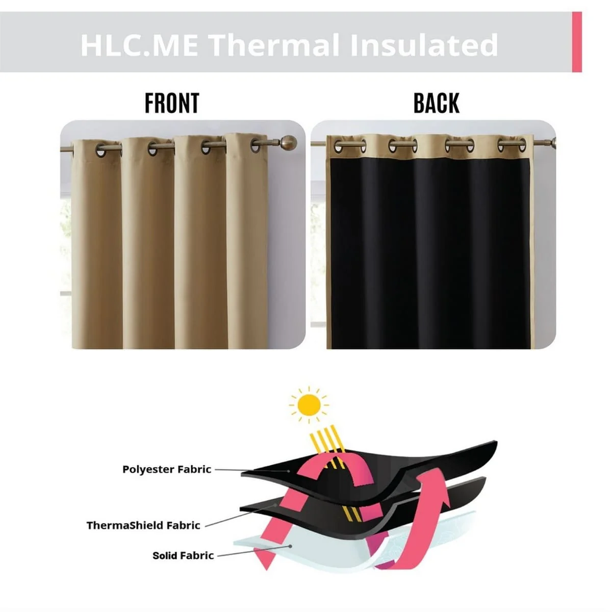Thd Lawrence 100% Full Complete Blackout Heavy Thermal Insulated Energy Saving Heat/Cold Blocking Grommet Curtain Drapery Panels for Bedroom & Living Room - Set of 2 - Image 53