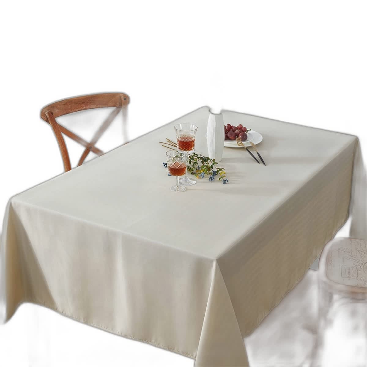 Thd Linky Stripe Fabric Tablecloth for Rectangle Table, Water, Fade, Stain, and Wrinkle Resistance - Image 13