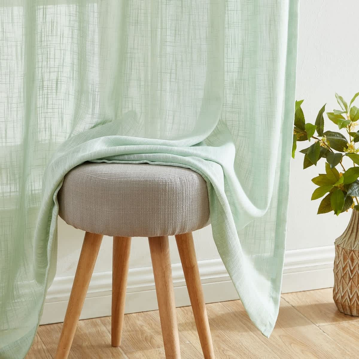 Thd Lynda Faux Linen Textured Semi Sheer Window Rod Pocket Thick Curtains Drapery Panels, Pair - Image 27