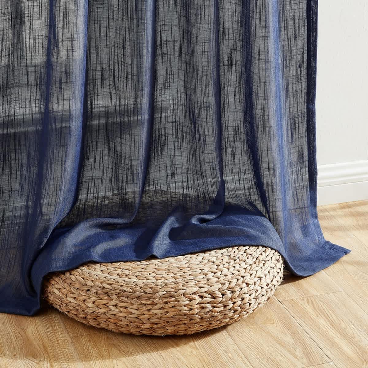 Thd Lynda Faux Linen Textured Semi Sheer Window Rod Pocket Thick Curtains Drapery Panels, Pair - Image 39