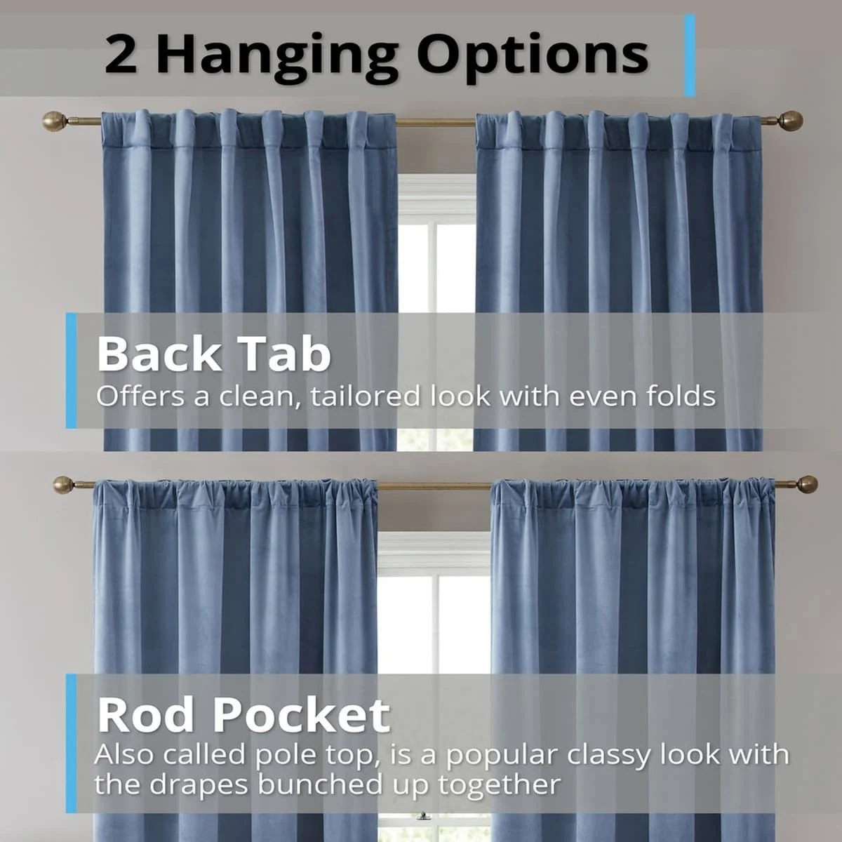 Thd Maria Velvet Back Tab Rod Pocket Window Treatment Curtain Panels - Set of 2 - Image 3