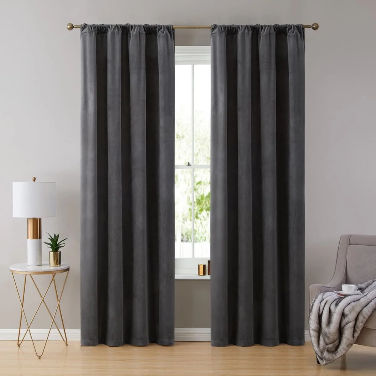 Thd Maria Velvet Back Tab Rod Pocket Window Treatment Curtain Panels - Set of 2 - Image 33
