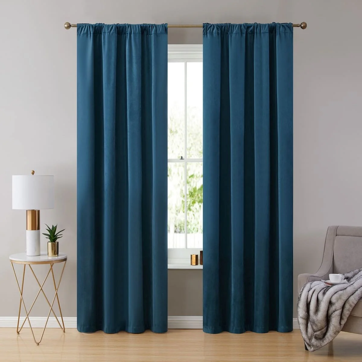 Thd Maria Velvet Back Tab Rod Pocket Window Treatment Curtain Panels - Set of 2 - Image 68