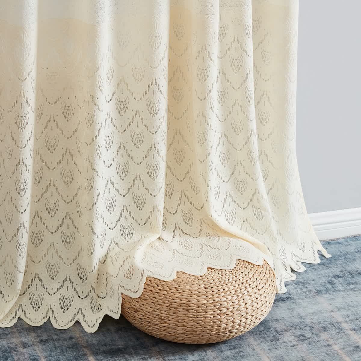 Thd Mona Macrame Lace Sheer Rod Pocket Window Treatment Curtain Panels - Set of 2 - Image 13