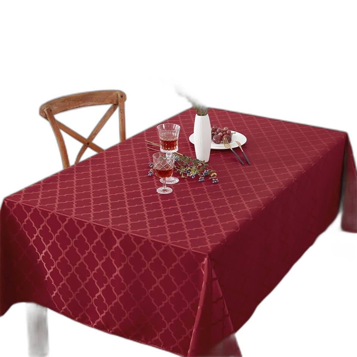 Thd Monie Geometric Lattice Fabric Tablecloth, Rectangle Table, Water, Wrinkle, & Stain Resistance - Image 6