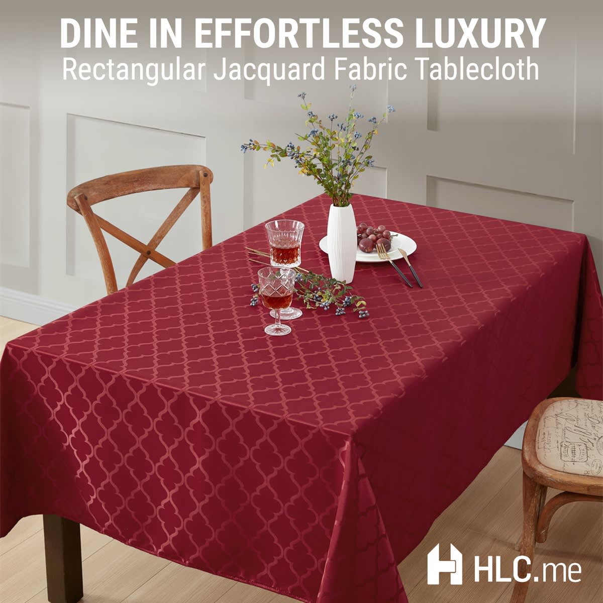 Thd Monie Geometric Lattice Fabric Tablecloth, Rectangle Table, Water, Wrinkle, & Stain Resistance - Image 7