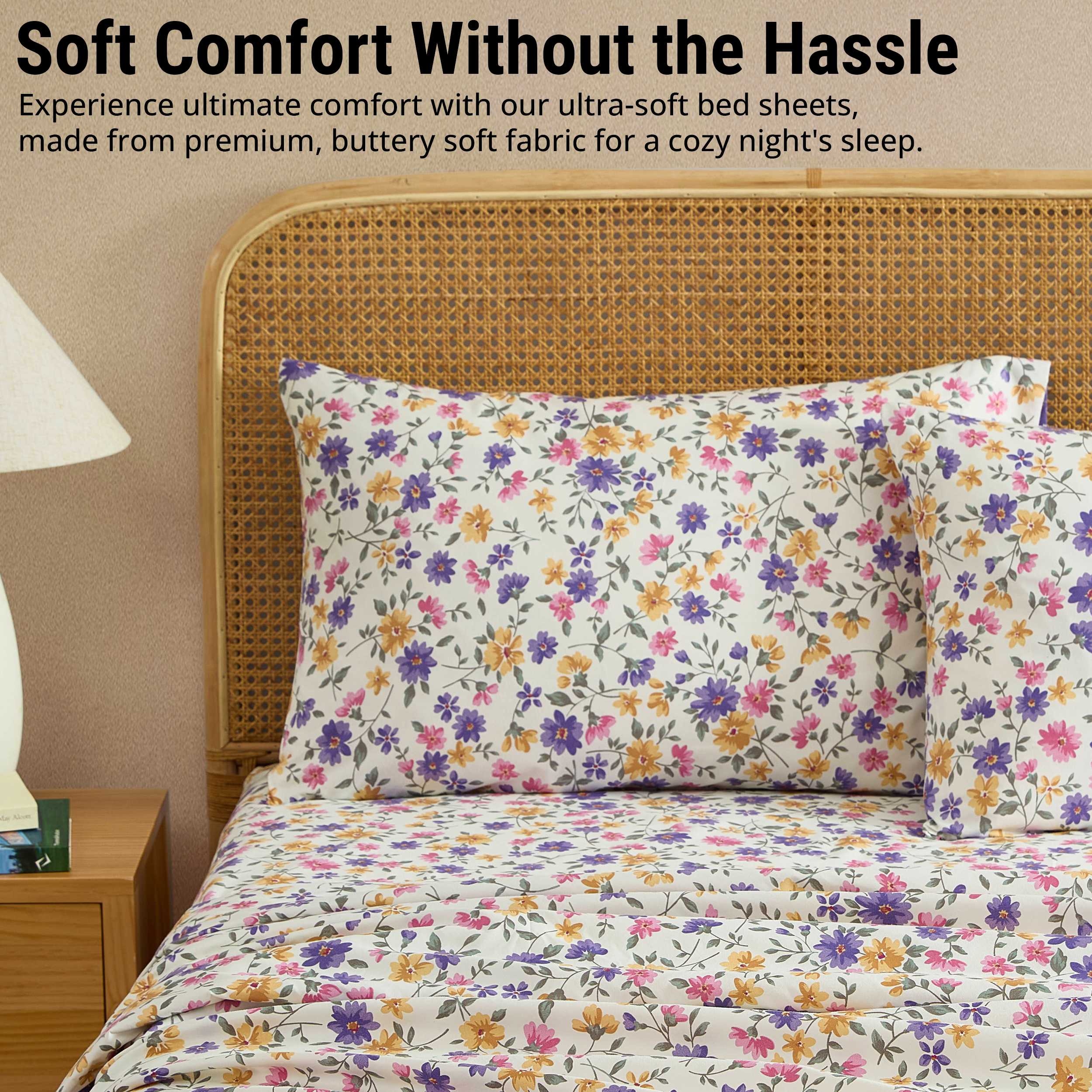 Thd Multi-Piece Floral Bed Sheet Set - Wrinkle Resistant & Ultra Soft - Fits Mattresses up to 15 Inches Deep - Image 54