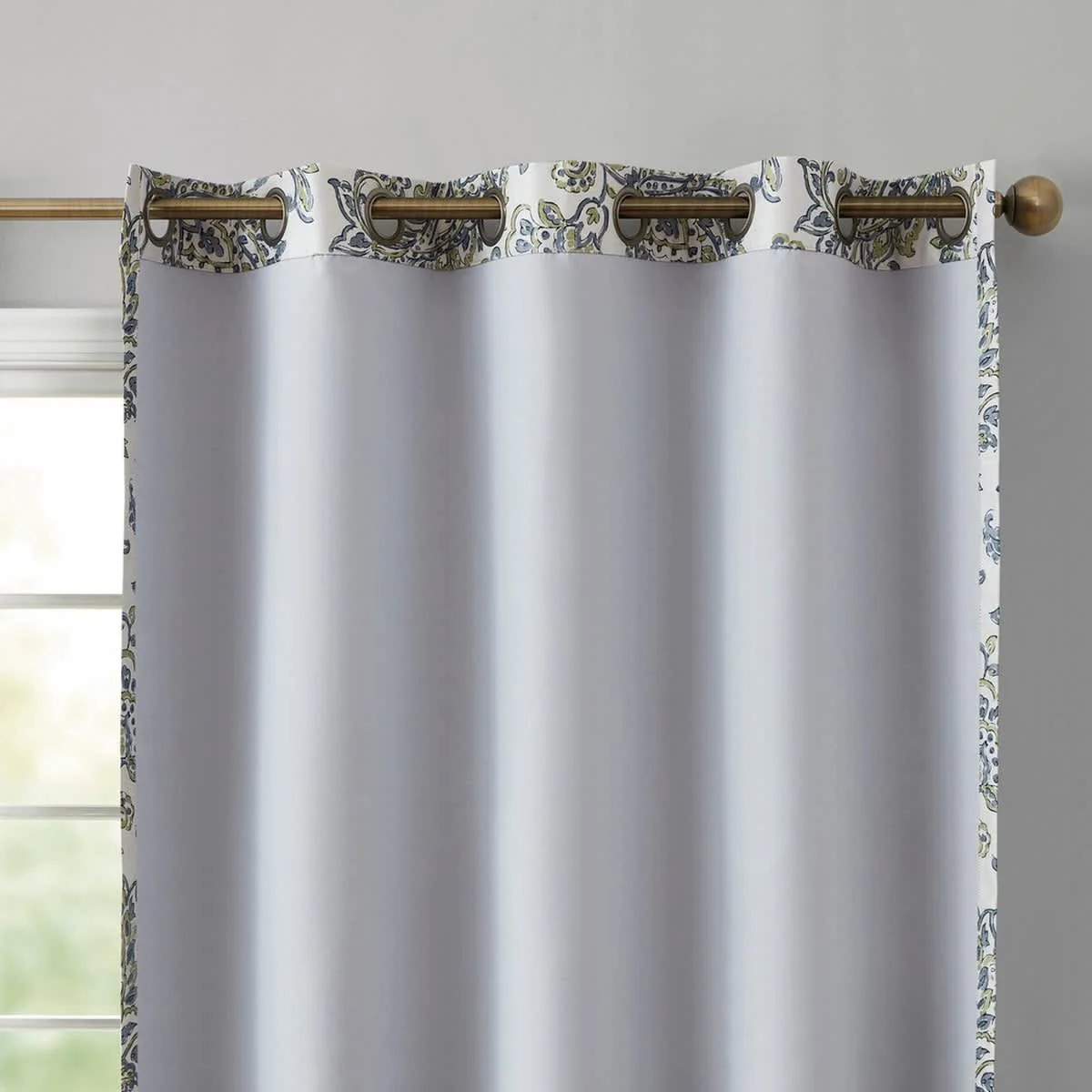Thd Paisley Faux Silk 100% Blackout Thermal Lined Energy Efficient Curtain Grommet Panels - Pair - Image 20