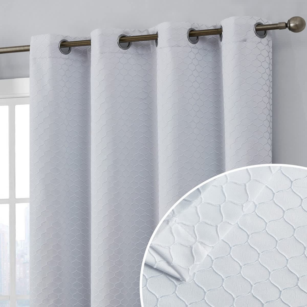 Thd Passaic Geometric 100% Blackout Total Privacy Energy Efficiency Window Treatement Grommet Curtains - Set of 2 - Image 25