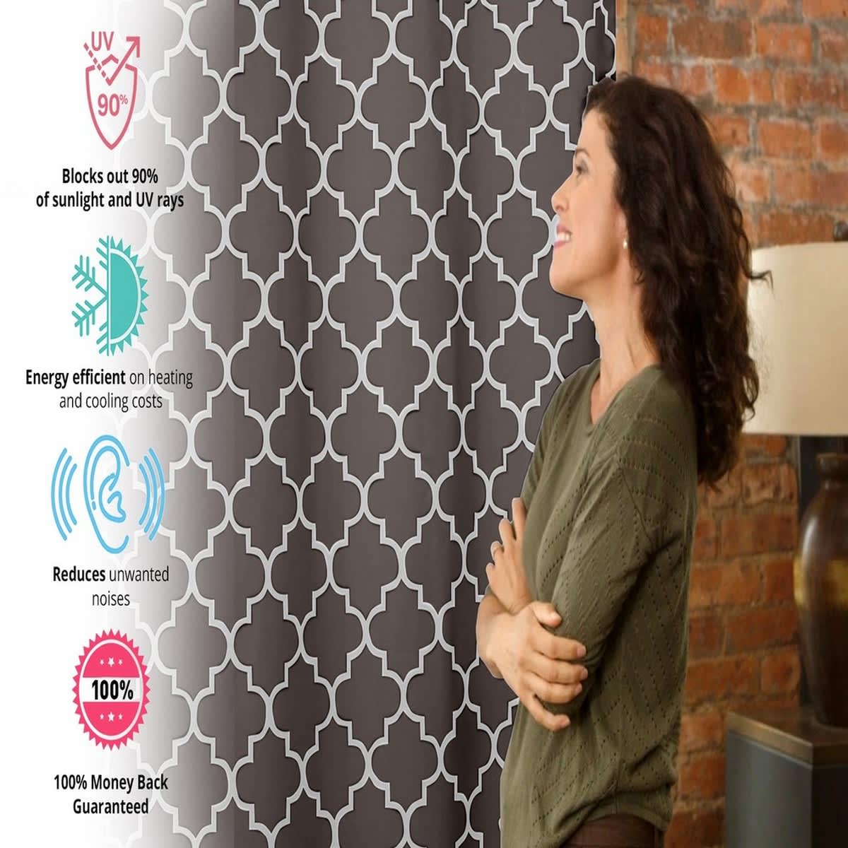 Thd Royal Lattice Decorative Privacy Room Darkening Grommet Window Drapes Curtain Panels - Pair - Image 38