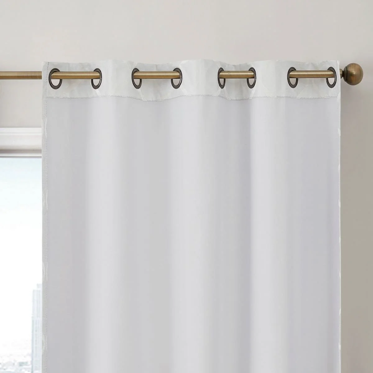 Thd Sally Flocked Lattice Geometric 100% Blackout Total Privacy Grommet Window Curtain Panels - Pair - Image 3