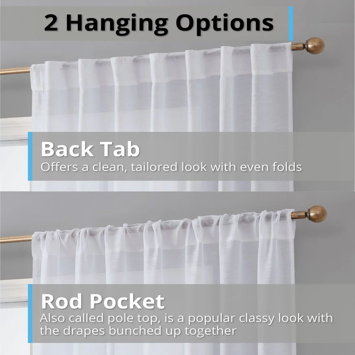 Thd Scarlett Semi Sheer Pocket Top & Back Tab Lightweight Window Curtains Drapery Panels, 2 Panels - Image 16