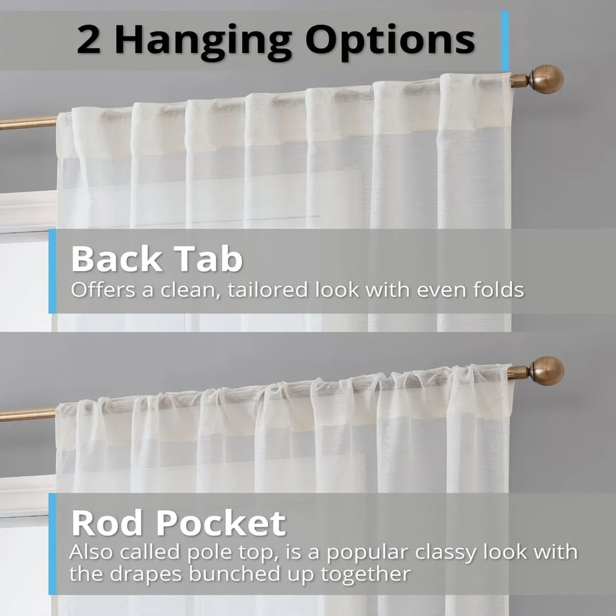Thd Scarlett Semi Sheer Pocket Top & Back Tab Lightweight Window Curtains Drapery Panels, 2 Panels - Image 30