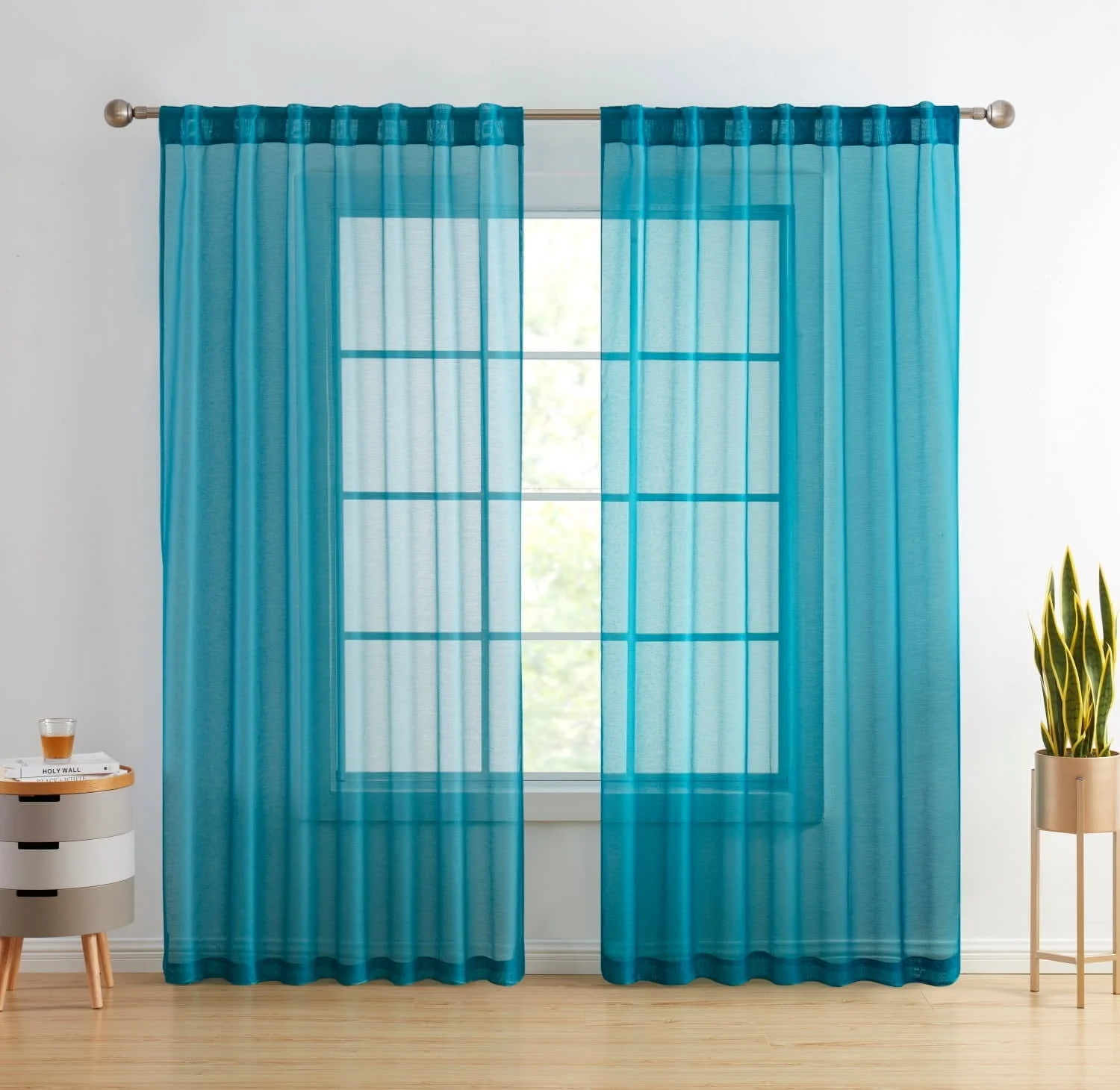 Thd Scarlett Semi Sheer Pocket Top & Back Tab Lightweight Window Curtains Drapery Panels, 2 Panels - Image 45