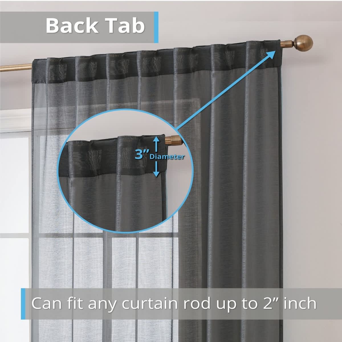 Thd Scarlett Semi Sheer Pocket Top & Back Tab Lightweight Window Curtains Drapery Panels, 2 Panels - Image 70