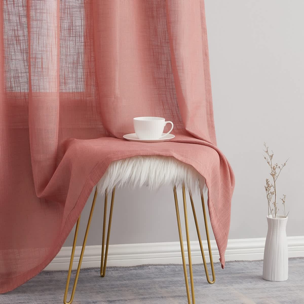 Thd Serena Faux Linen Textured Semi Sheer Transparent Window Grommet Thick Curtain Panels, Set of 2 - Image 10