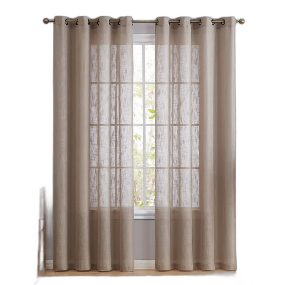 Thd Serena Faux Linen Textured Semi Sheer Transparent Window Grommet Thick Curtain Panels, Set of 2 - Image 13