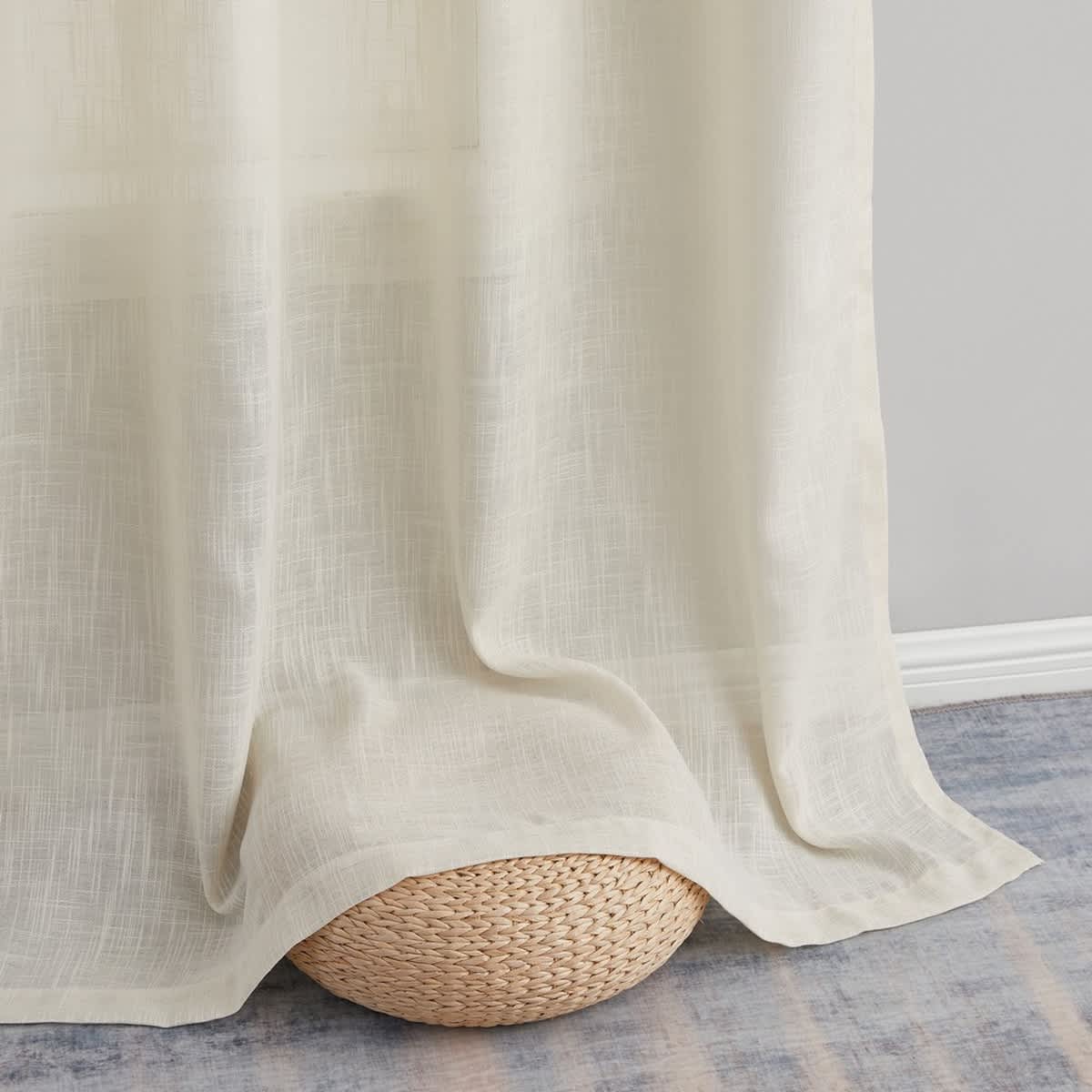 Thd Serena Faux Linen Textured Semi Sheer Transparent Window Grommet Thick Curtain Panels, Set of 2 - Image 58