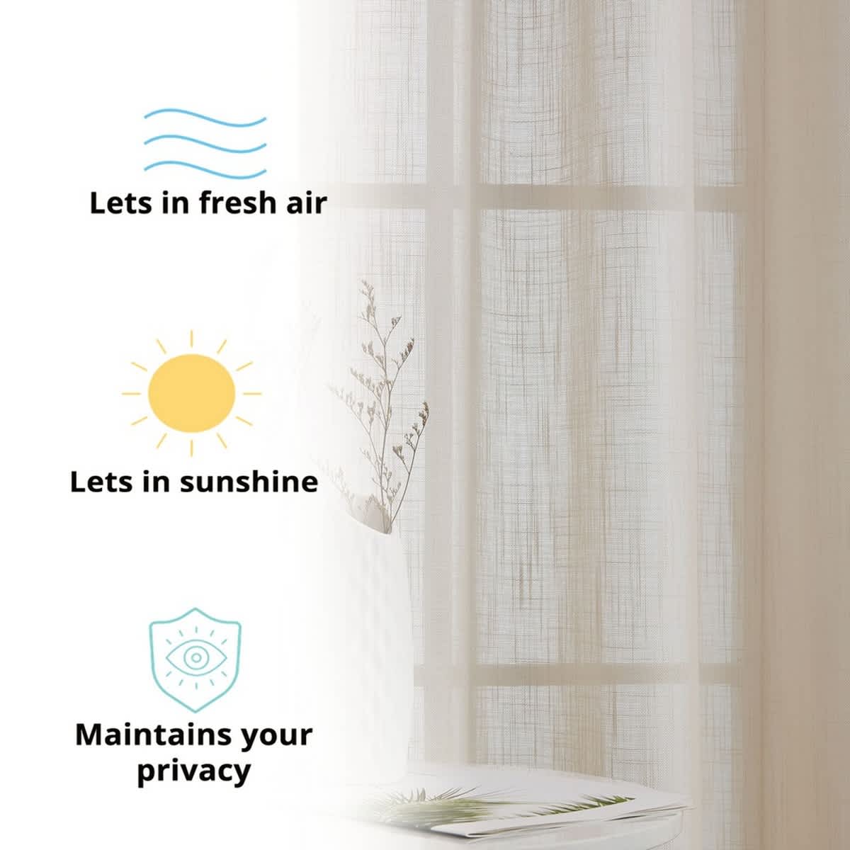 Thd Serena Faux Linen Textured Semi Sheer Transparent Window Grommet Thick Curtain Panels, Set of 2 - Image 62