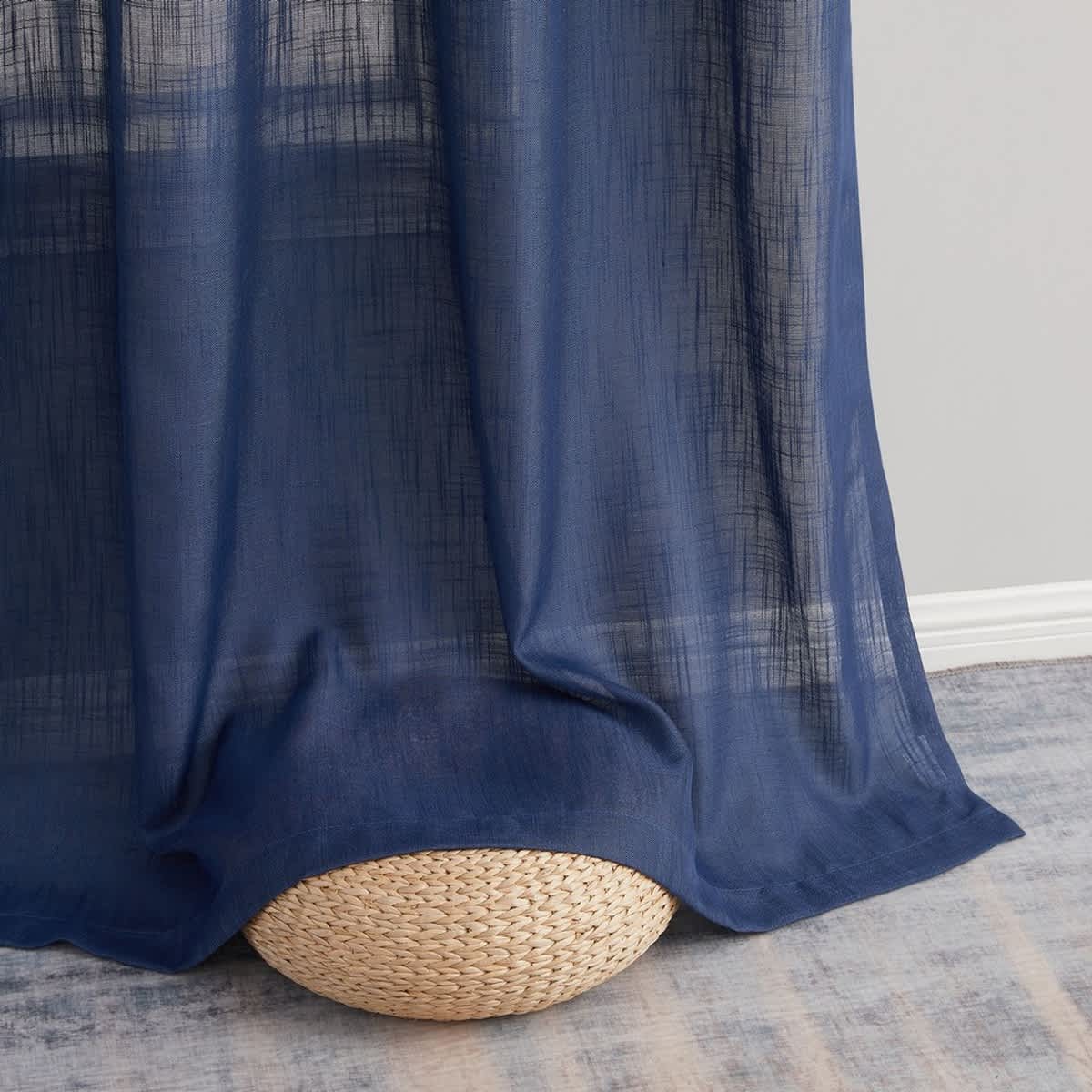 Thd Serena Faux Linen Textured Semi Sheer Transparent Window Grommet Thick Curtain Panels, Set of 2 - Image 70