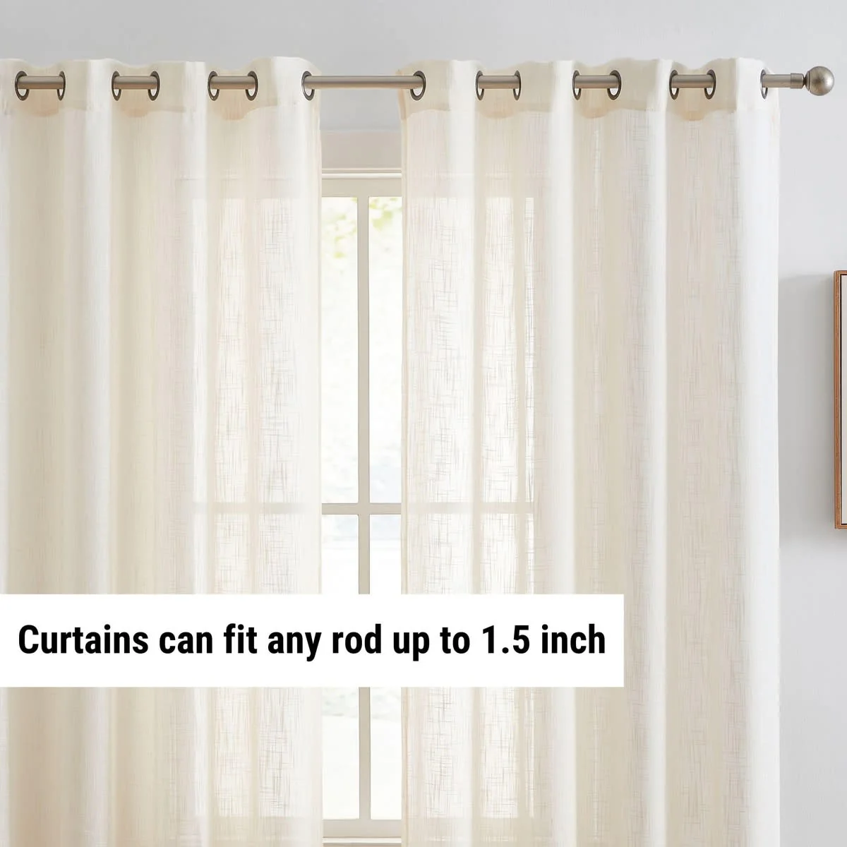 Thd Serena Faux Linen Textured Semi Sheer Transparent Window Grommet Thick Curtain Panels, Set of 2 - Image 86