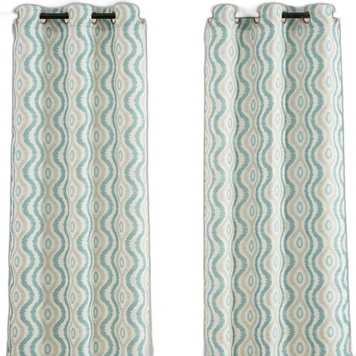 Thd Tanny Ogee Ikatt Damask Patterned Window Grommet Curtains Bedroom - Light Blocking Darkening Window Panels, Set of 2 - Image 25