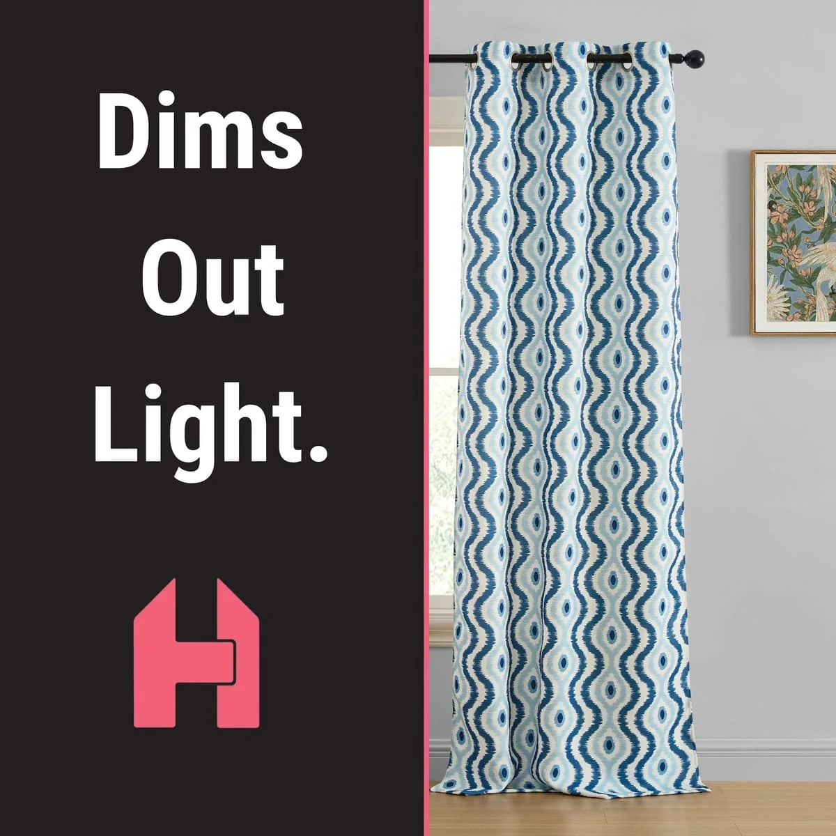 Thd Tanny Ogee Ikatt Damask Patterned Window Grommet Curtains Bedroom - Light Blocking Darkening Window Panels, Set of 2 - Image 3